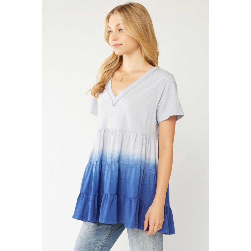 Entro Ombre Tiered Top, Blue - Picture 3 of 6